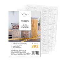 Etiketten für Vorratsdosen - Schrift auf transparenter Folie Weiß 392 Stück