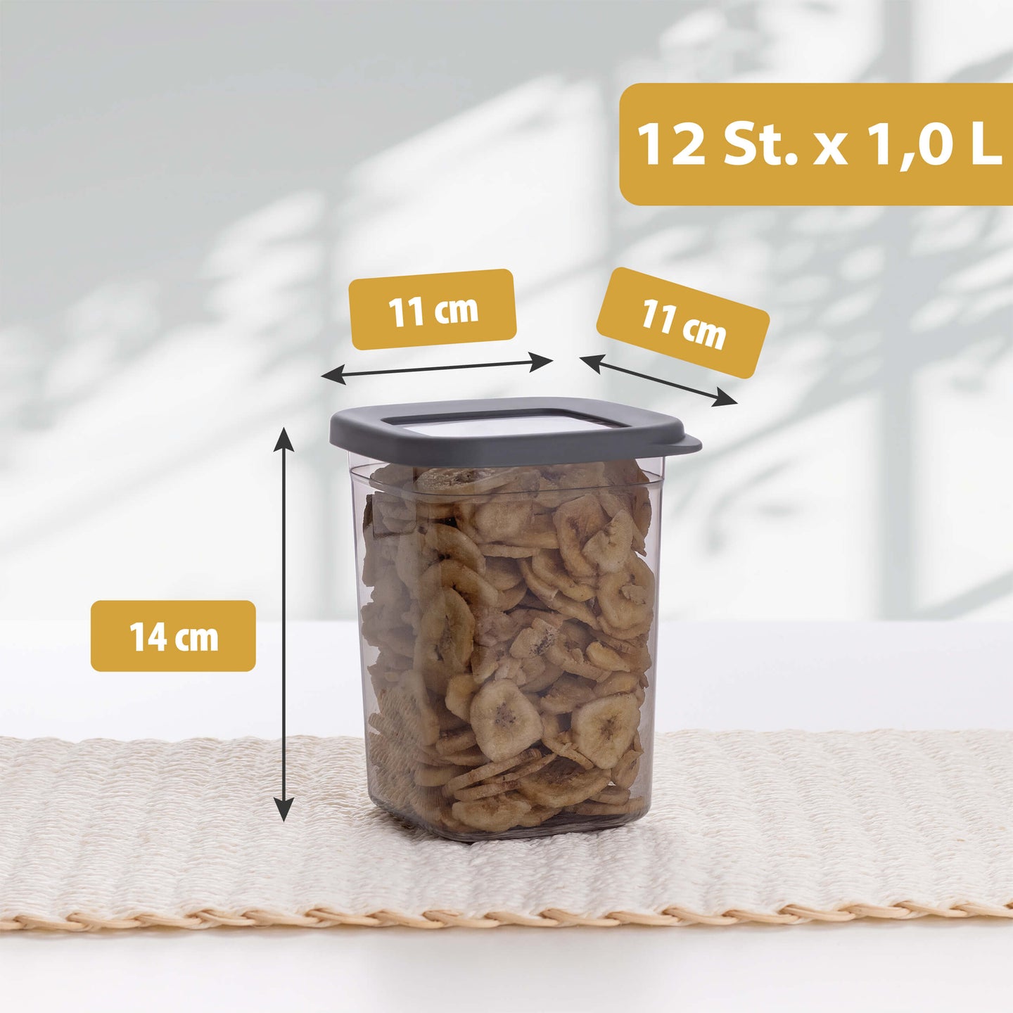 Luftdichte Vorratsdosen Single Size Sets 12er Set 1.000ml Anthrazit