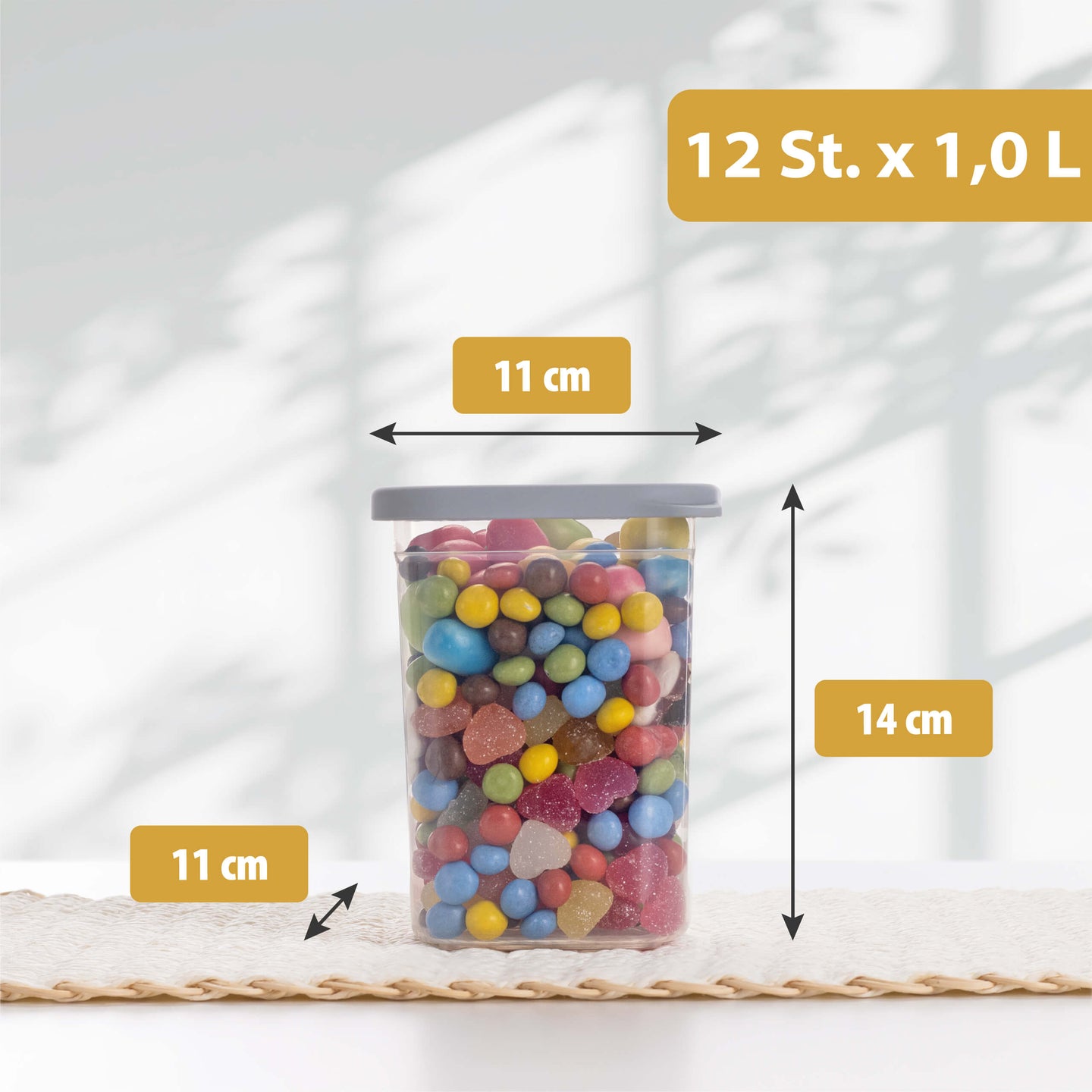 Luftdichte Vorratsdosen Single Size Sets 12er Set 1.000ml Cool Grey