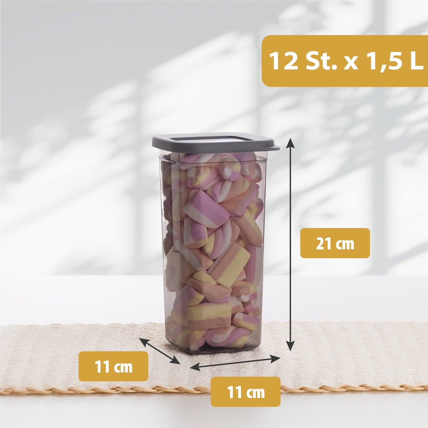 Luftdichte Vorratsdosen Single Size Sets 12er Set 1.500ml Anthrazit