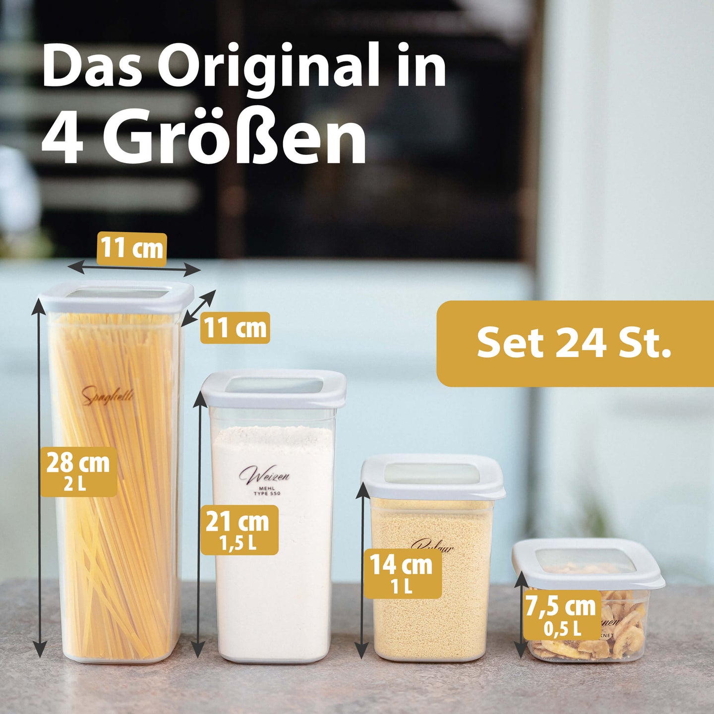 Luftdichte Vorratsdosen Mix Size Sets 24er Set Cool Grey