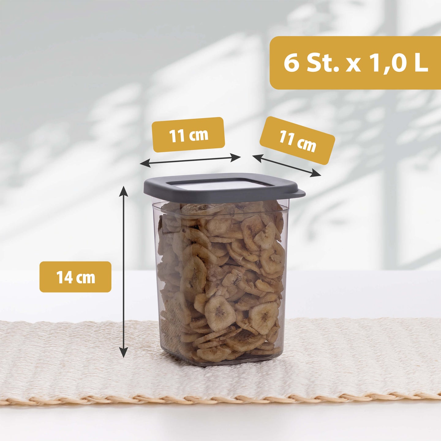 Luftdichte Vorratsdosen Single Size Sets 6er Set 1.000ml Anthrazit