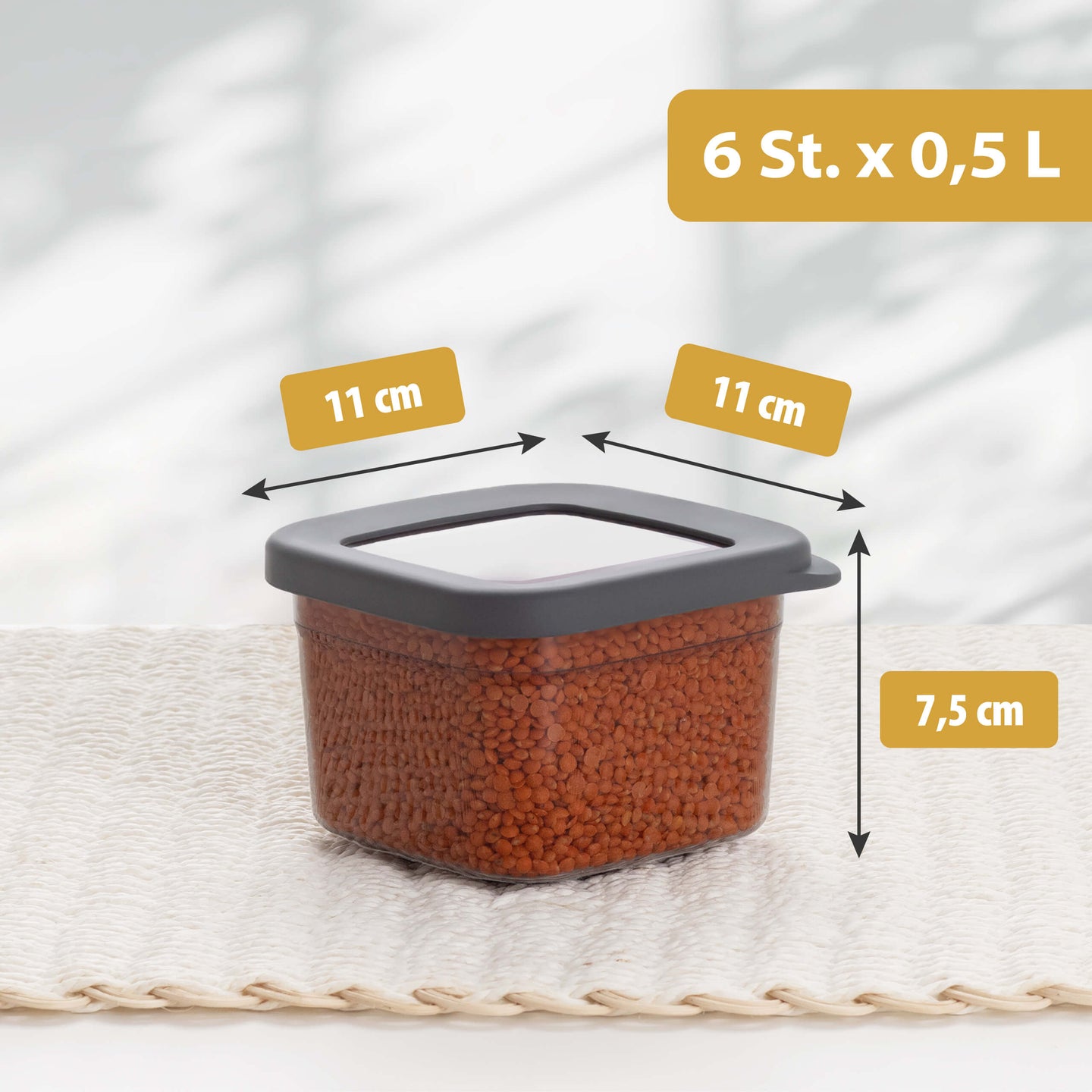 Luftdichte Vorratsdosen Single Size Sets 6er Set 500ml Anthrazit