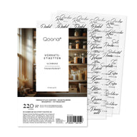 Etiketten für Vorratsdosen - Schrift auf transparenter Folie Schwarz 220 Stück