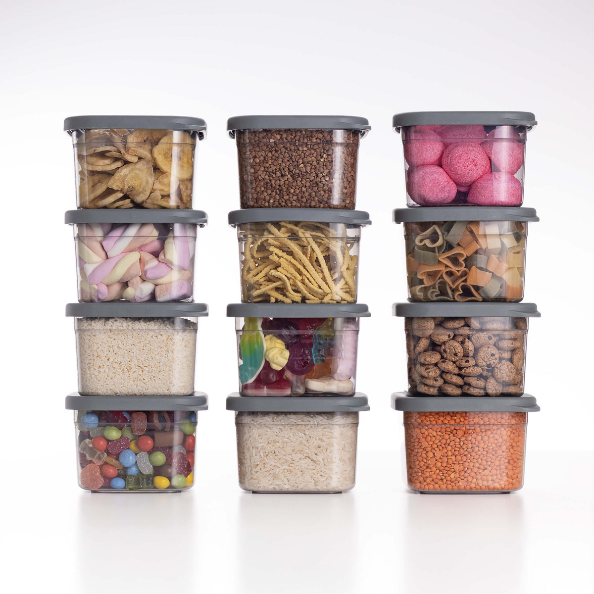 Vorratsdosen 0,5L, 1L, 1,5L / 6er und 12er Single Size Sets / 2 Farben – QOONA Shop