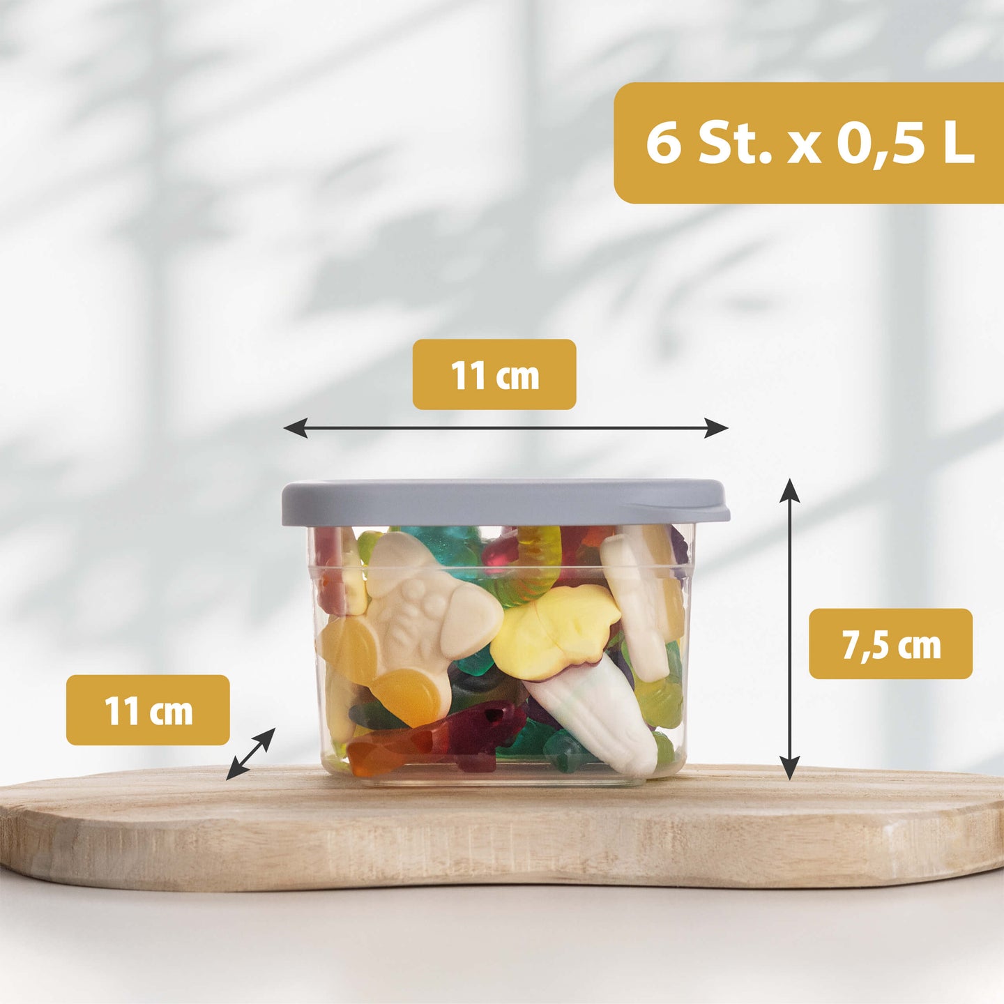Luftdichte Vorratsdosen Single Size Sets 6er Set 500ml Cool Grey